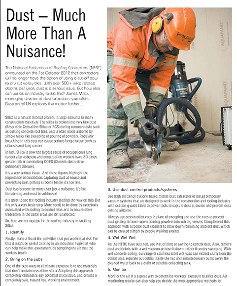 Dustcontrol UK in Roofing Todau Magazine