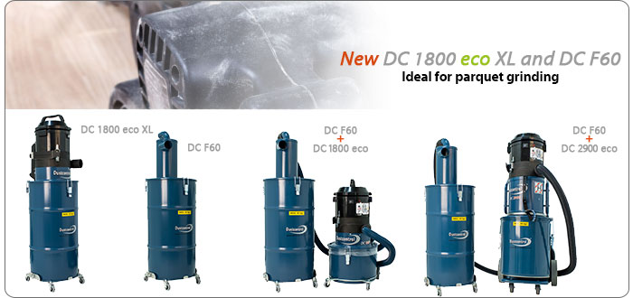 Dustcontrol's dust extractor DC 1800 eco XL and preseperator DC F60 are ideal for parquet grinding